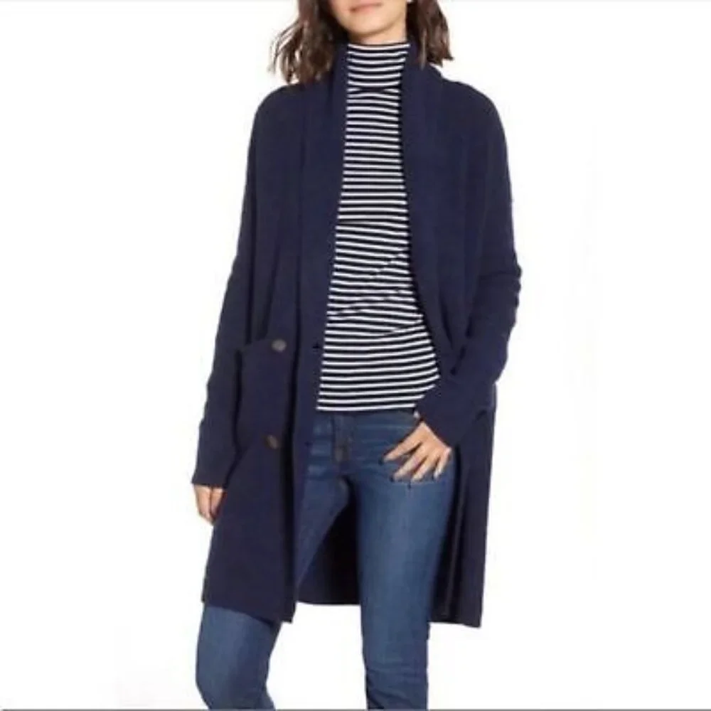 J. Crew Double-Breasted Cardigan Coat (Navy) XXS